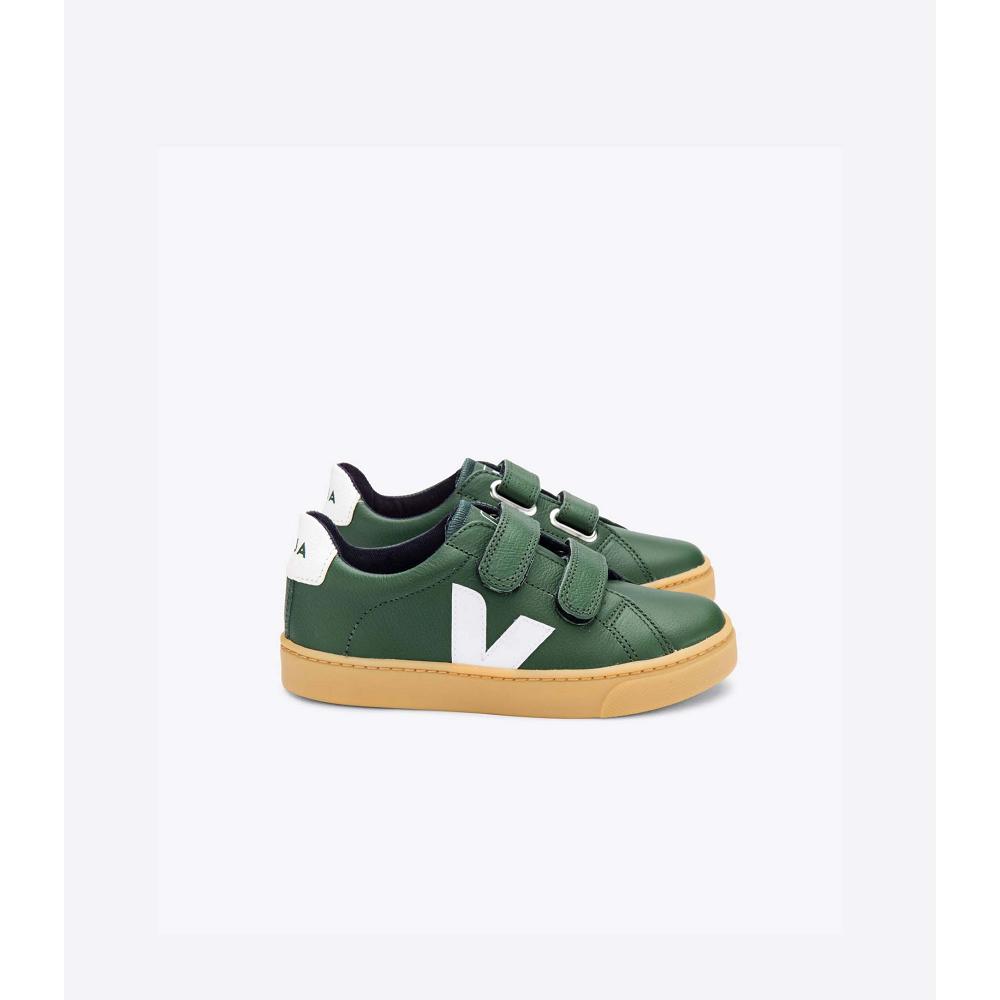 Veja ESPLAR LEATHER Sneakers Kinderen Olijfgroen | NL 828JPQ